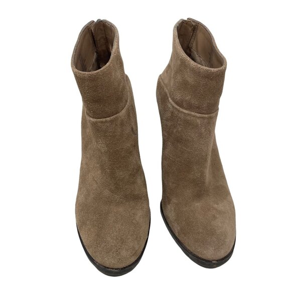 BCBGeneration Kleina Bootie Size 6.5 Tan Suede Stacked Heel Back Zipper - Picture 4 of 12